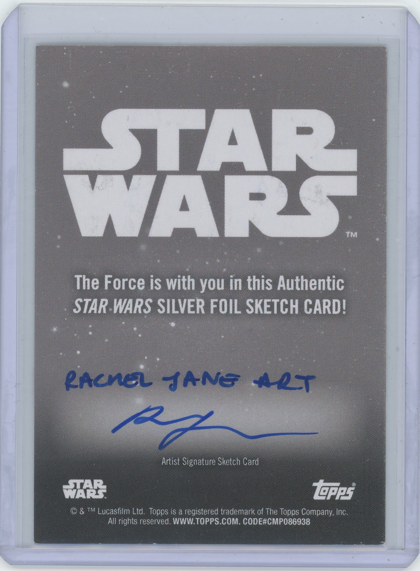 Topps Star Wars Silver Foil Sketch Card Rachel Jane Sketch Card