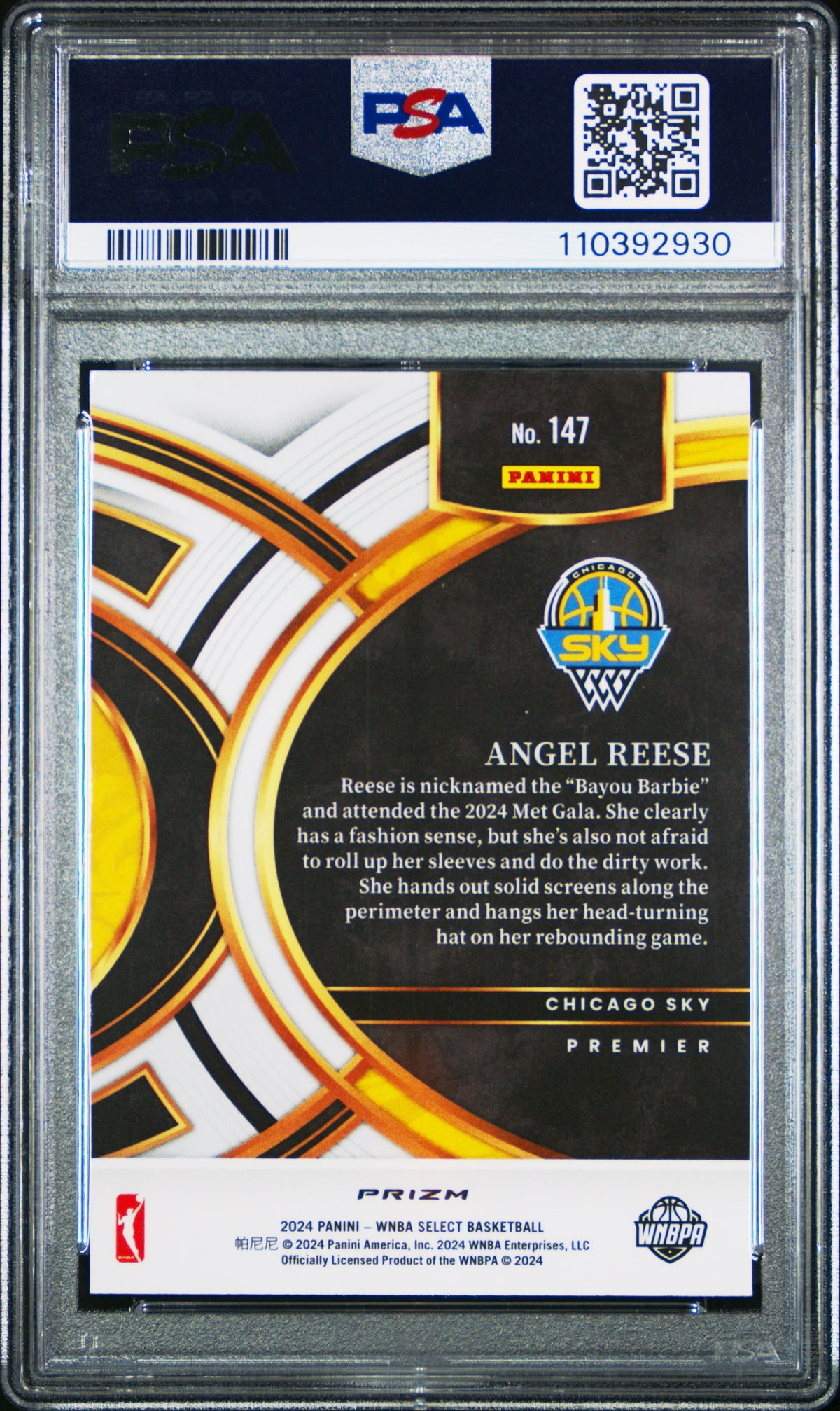 2024 Panini Select WNBA - Angel Reese #147 - Pink Ice Prizm - ROOKIE - PSA