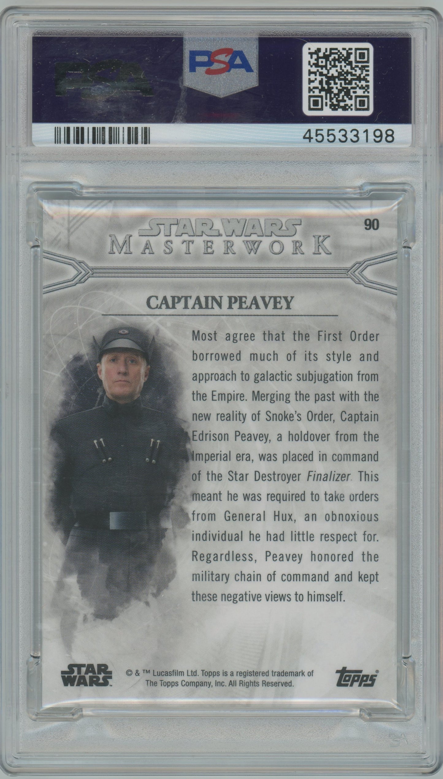 2018 Topps Star Wars Masterwork Captain Peavey #90 PSA 10
