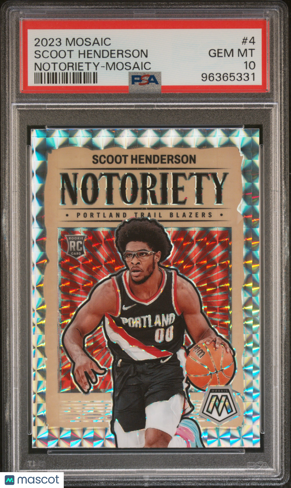2023 Panini Mosaic Prizm Notoriety #4 Scoot Henderson RC - PSA 10 - ROOKIE
