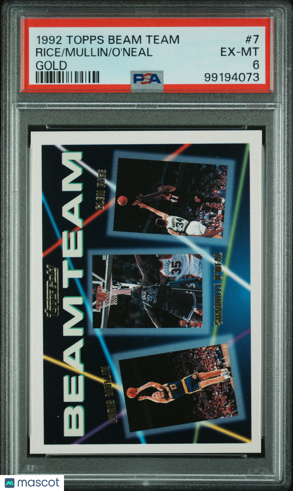 1992 Topps Beam Team Gold Glen Rice Shaquille O'Neal Chris Mullin #7 PSA