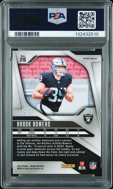 2024 Panini Prizm - Brock Bowers - ROOKIE - Blue Sparkle /96 - PSA