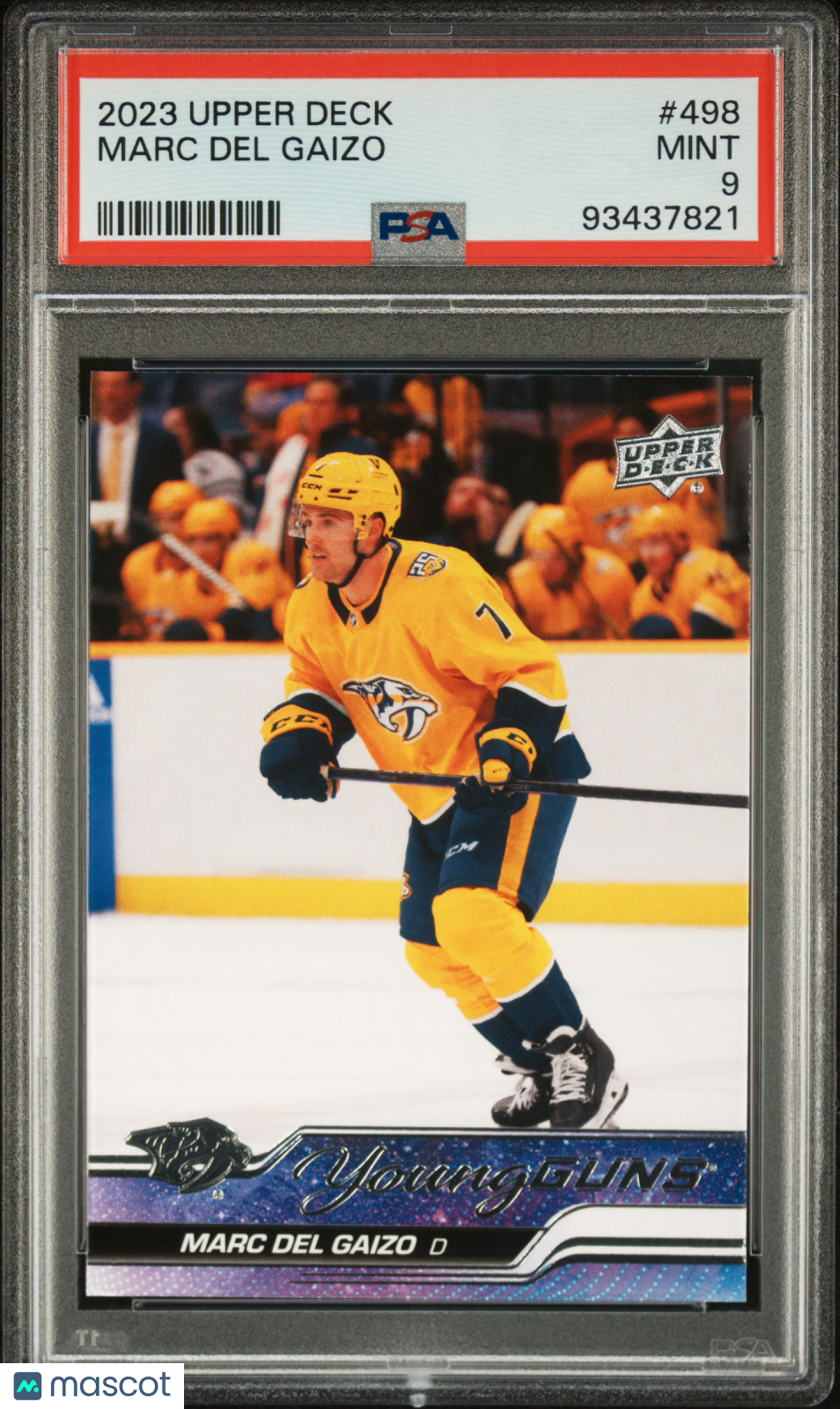2023 Upper Deck Hockey Young Guns #498 Marc Del Gaizo RC Rookie PSA 9 ROOKIE