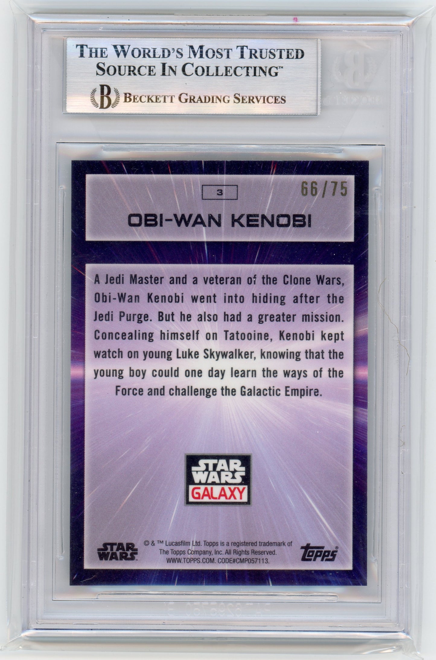2022 Star Wars Galaxy Prism Refractors /75 - Obi-Wan Kenobi #3 BGS 9 - /75