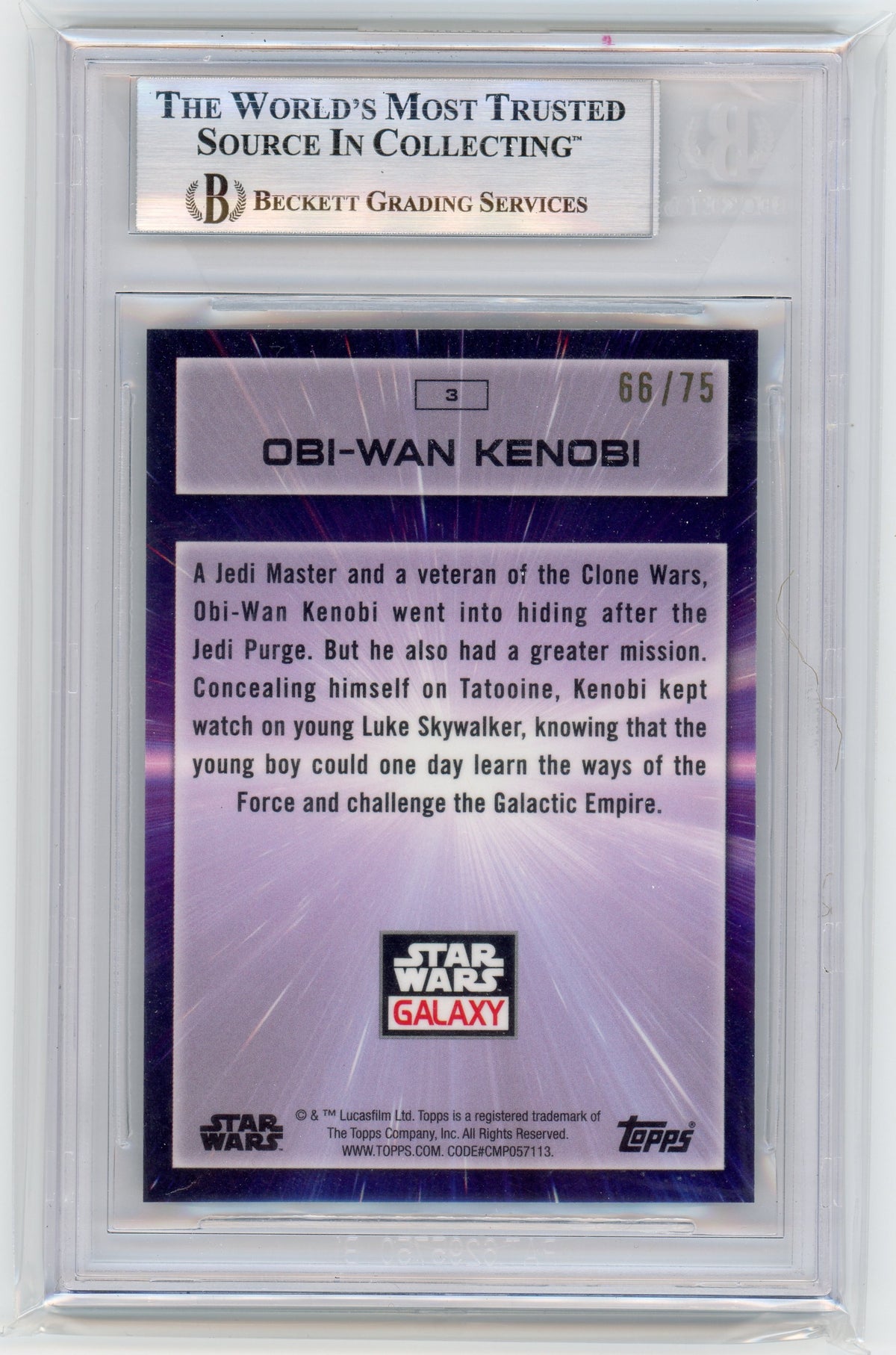 2022 Star Wars Galaxy - Obi-Wan Kenobi #3 - Prism Refractor /75 - BGS 9 - /75