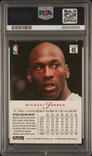 1993 Skybox Premium #45 Michael Jordan Chicago Bulls HOF PSA 8 NM-MT