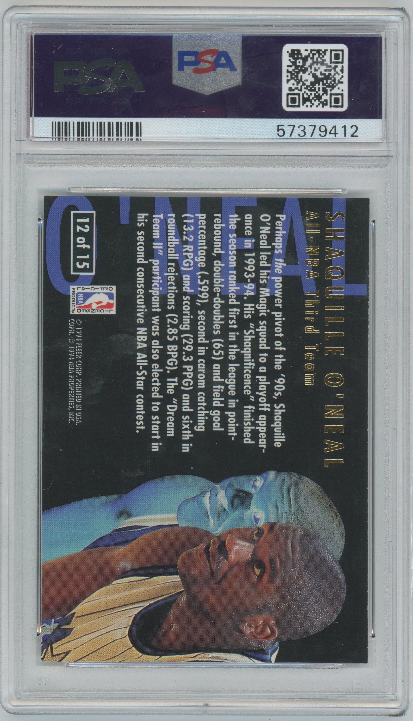 1994-95 Fleer Ultra - All-NBA Shaquille O'Neal #12 Insert PSA 8