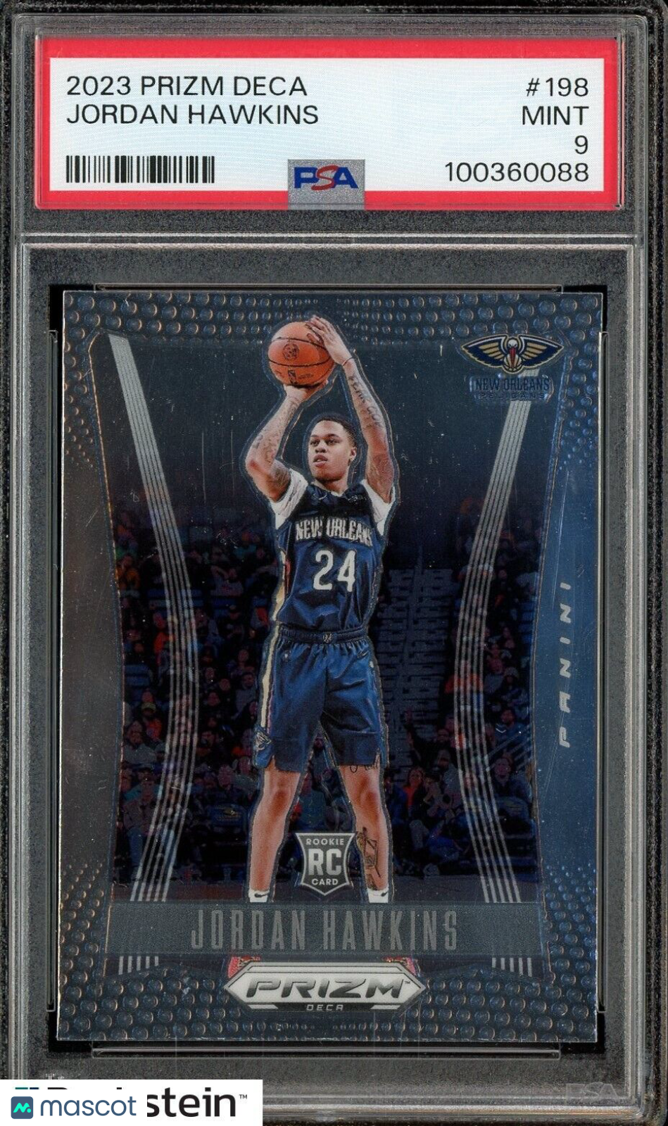 2023 Panini Prizm Deca #198 Jordan Hawkins Pelicans RC Rookie PSA 9 MINT
