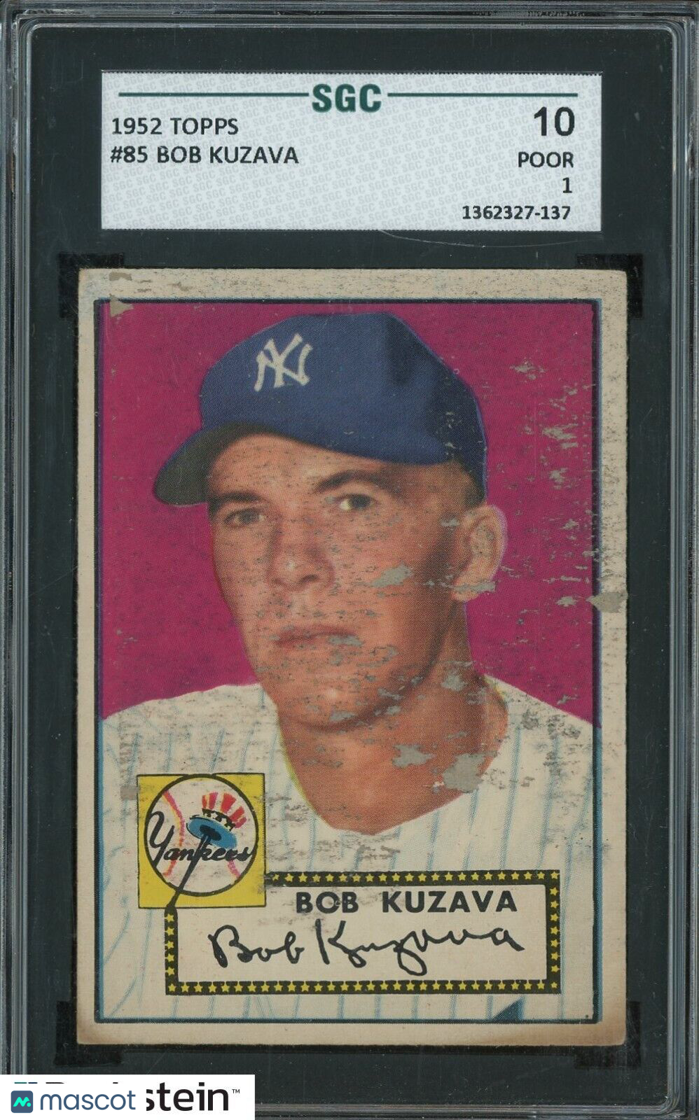 1952 Topps #85 Bob Kuzava New York Yankees SGC 1