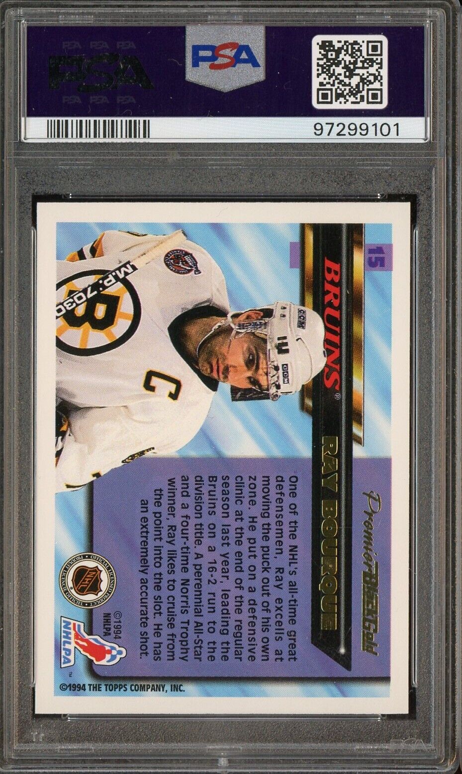 1993 Topps Premier Black Gold Hockey #15 Ray Bourque Bruins PSA 8 NM-MT