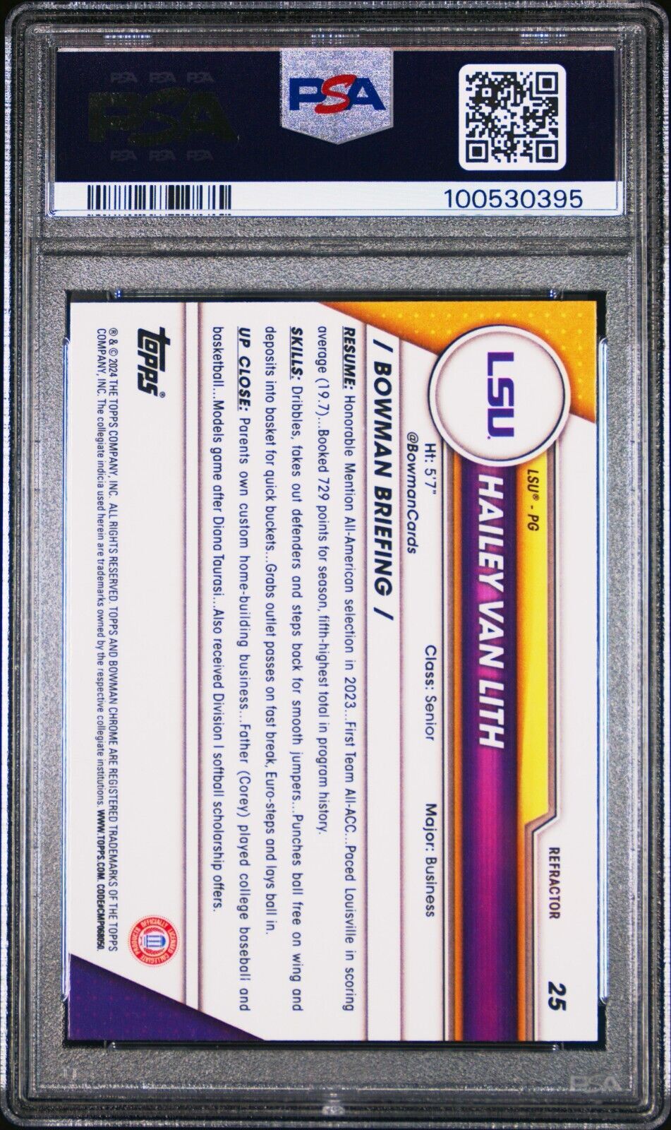 2023 Bowman U Chrome Hailey Van Lith #25 Refractor Rookie PSA 10 ROOKIE