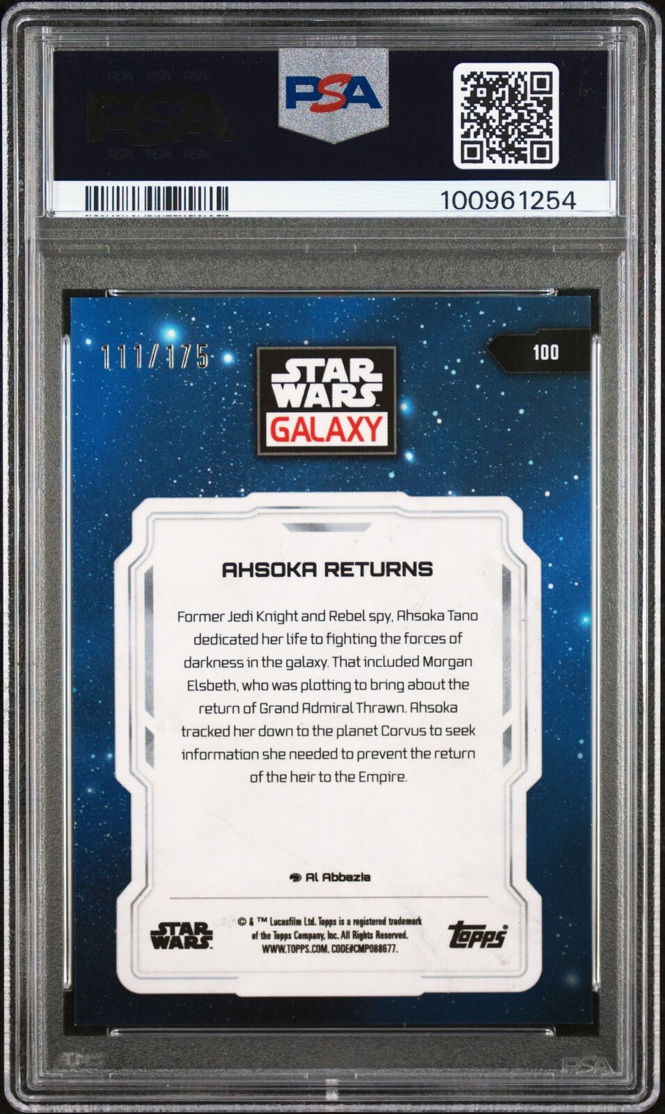 2024 STAR WARS GALAXY AQUA LAVA #100 AHSOKA RETURNS 111/175 PSA 9