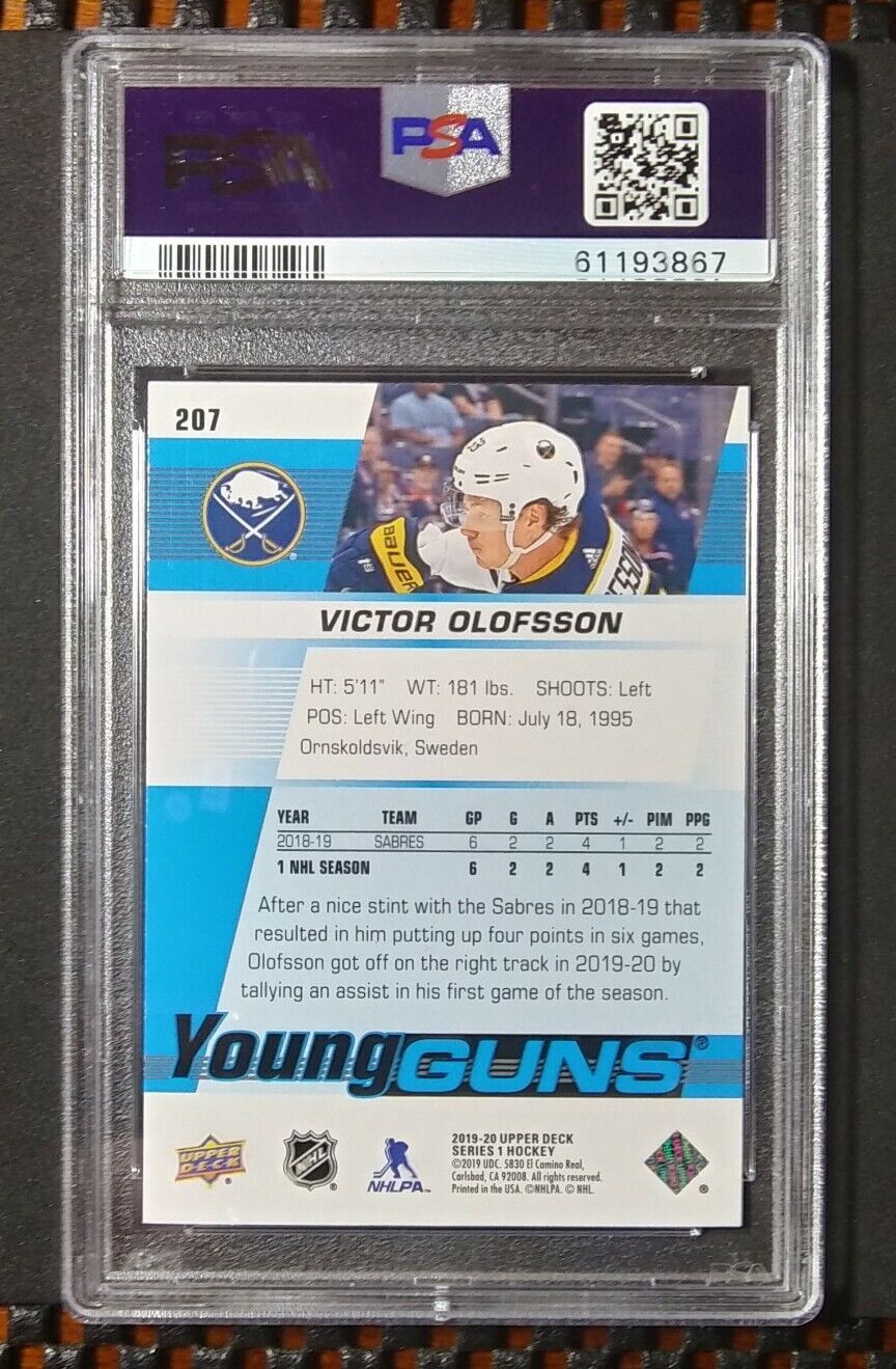 2019-20 Upper Deck Victor Olofsson #207 Rookie - Young Guns ROOKIE - PSA 9