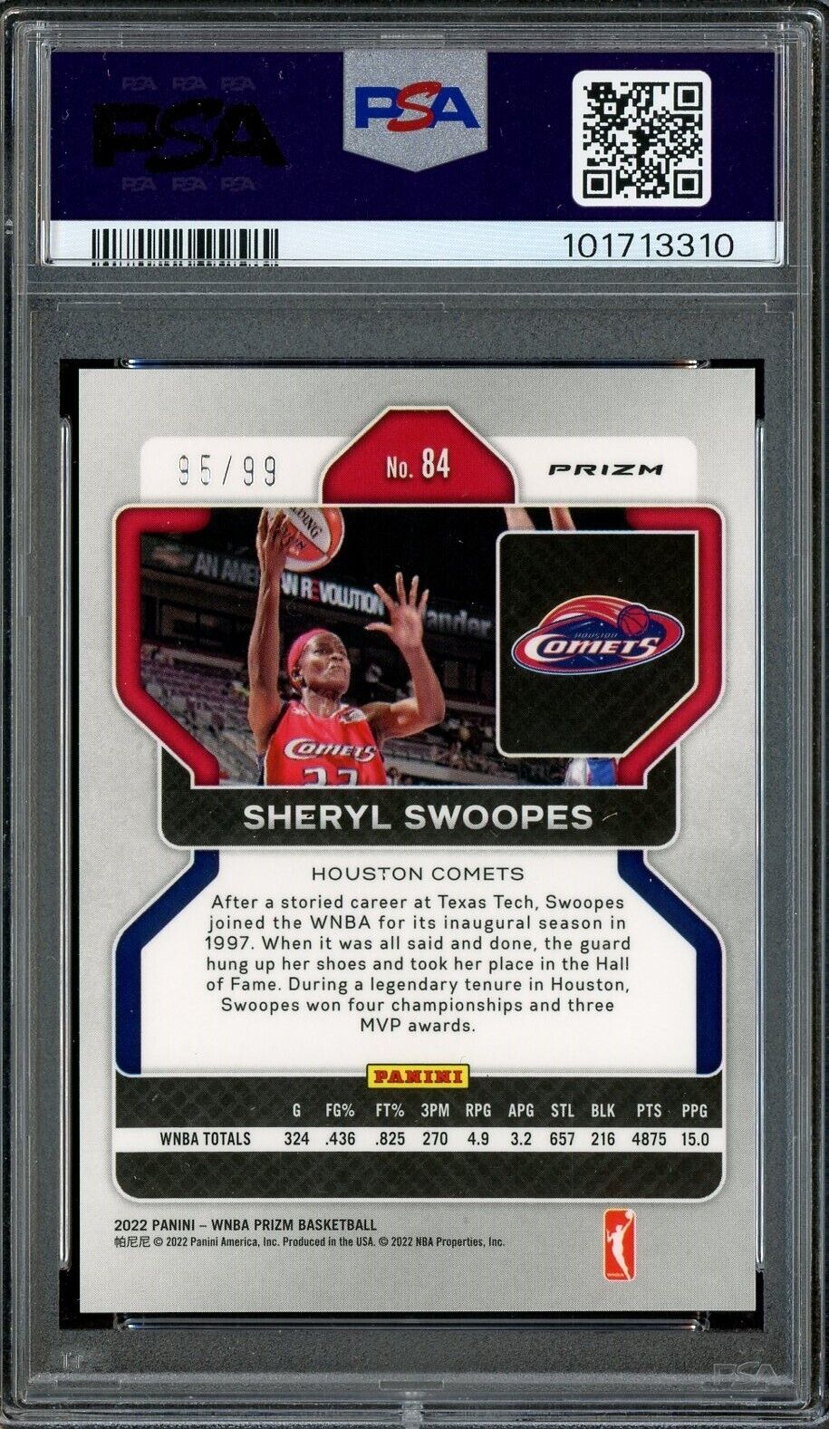 2022 Prizm WNBA - Sheryl Swoopes #84 - Premium Set /99 - PSA 10