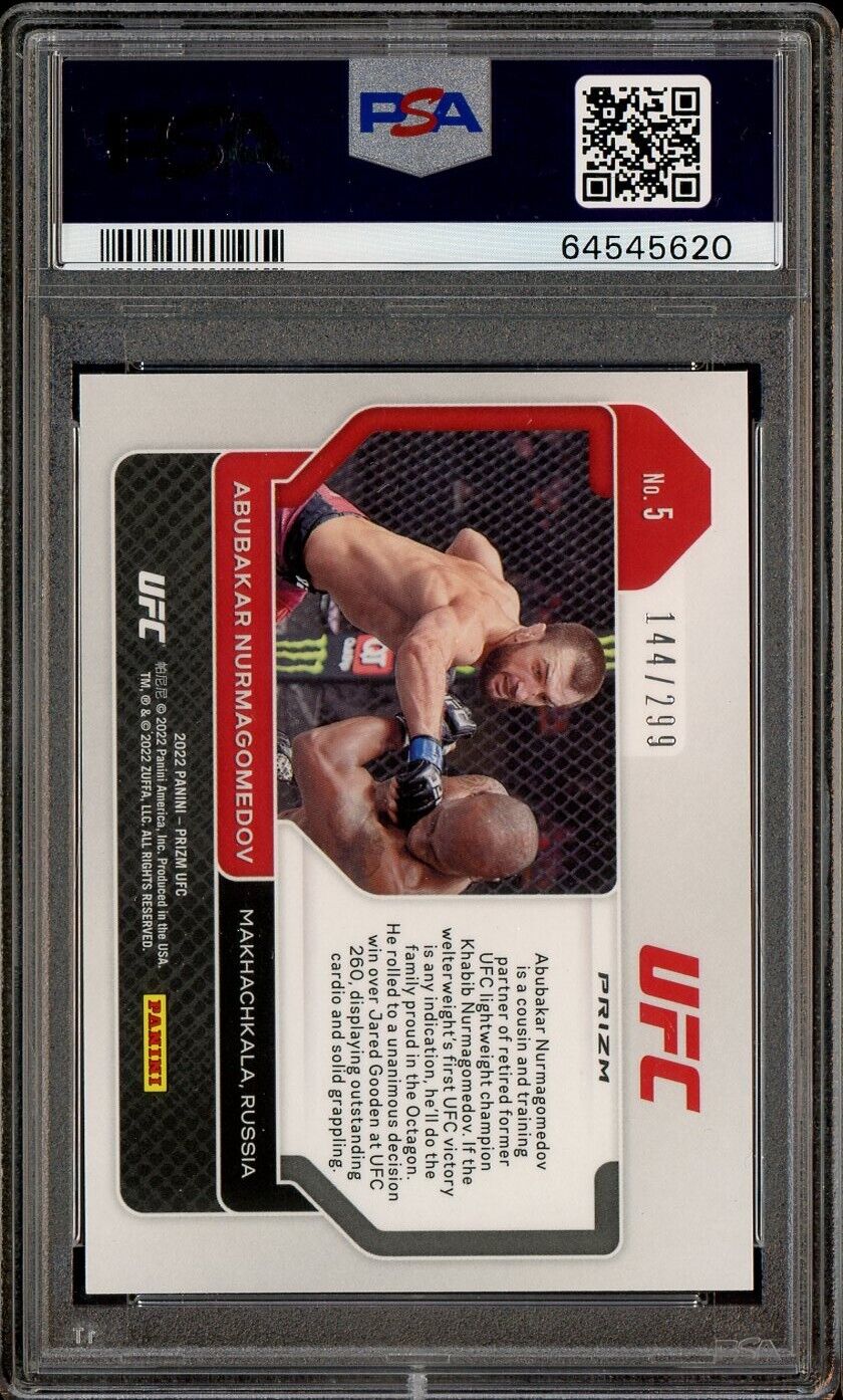 2022 Panini Red Prizm UFC #5 Abubakar Nurmagomedov RC Rookie /299 PSA 9