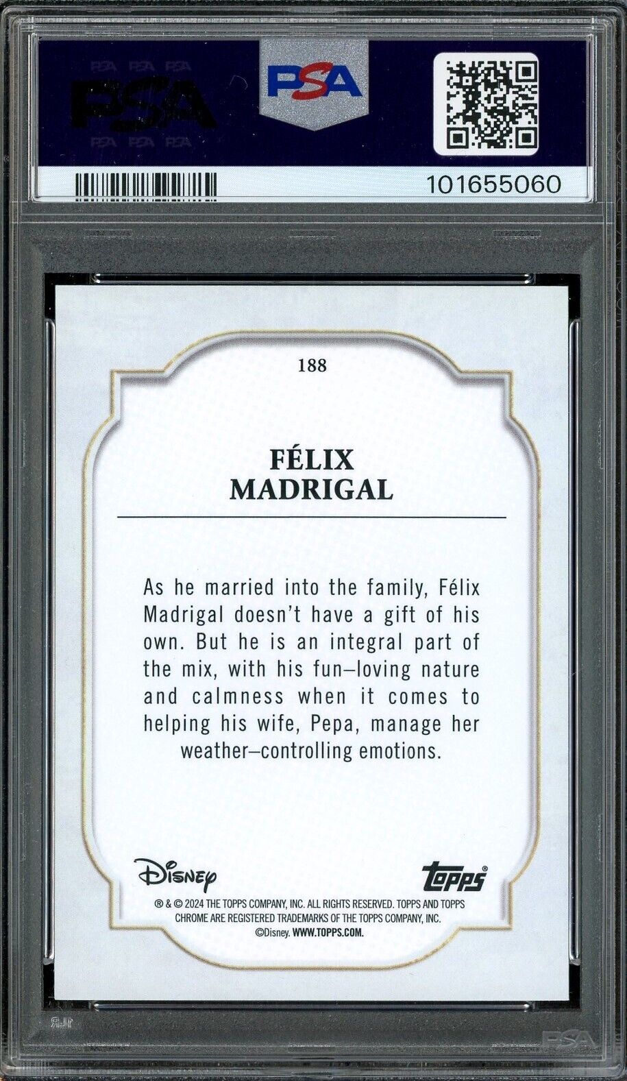 2024 Topps Chrome Disney Black & White Speckle /101 Felix Madrigal PSA 9 - /101