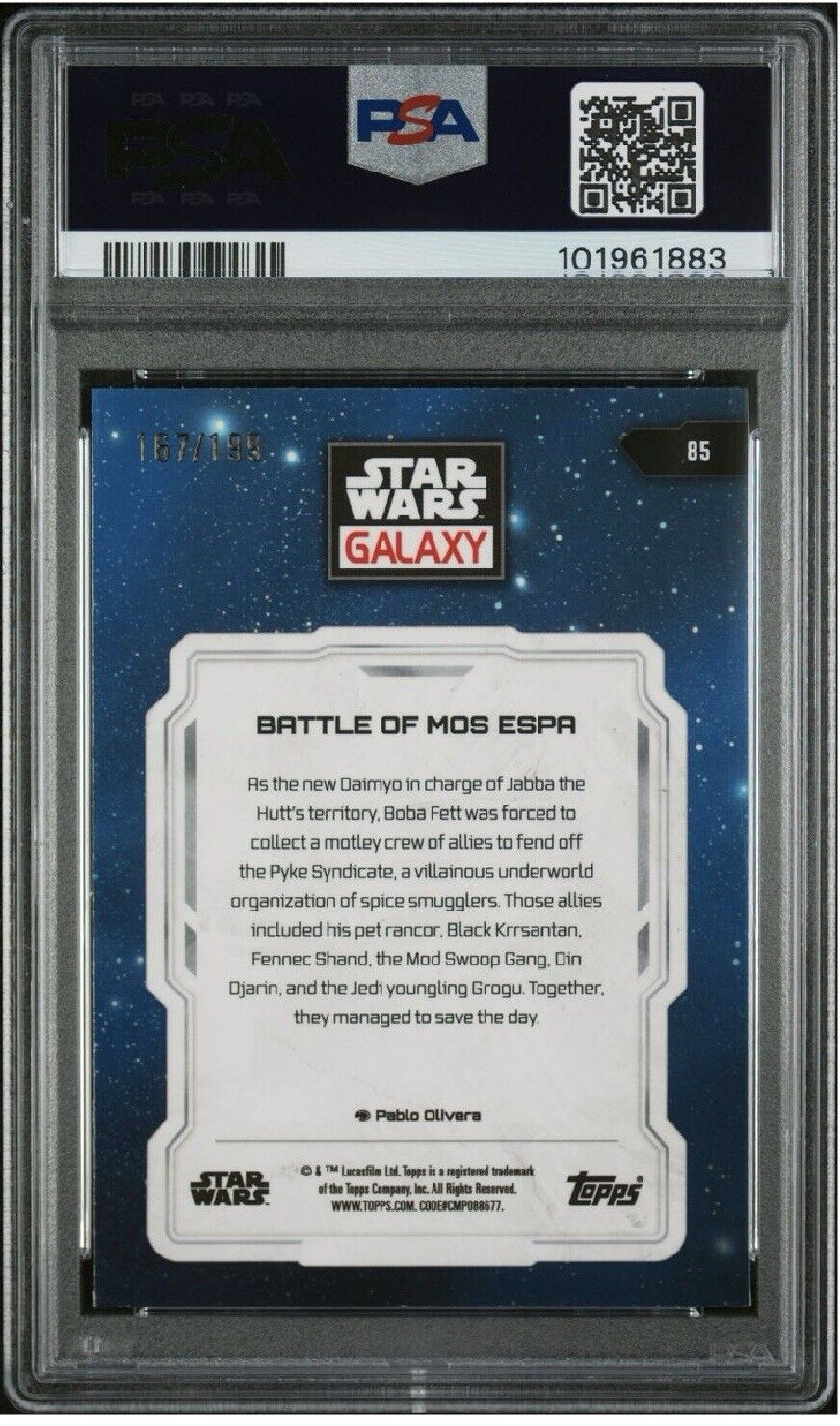 Star Wars Galaxy Battle Of Mos Espa #85 - /199 Aqua Sonar PSA 9 - /199