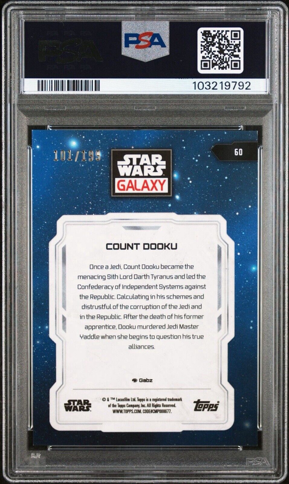 Star Wars Galaxy Count Dooku - Aqua Refractor /199 - PSA 9 - /199