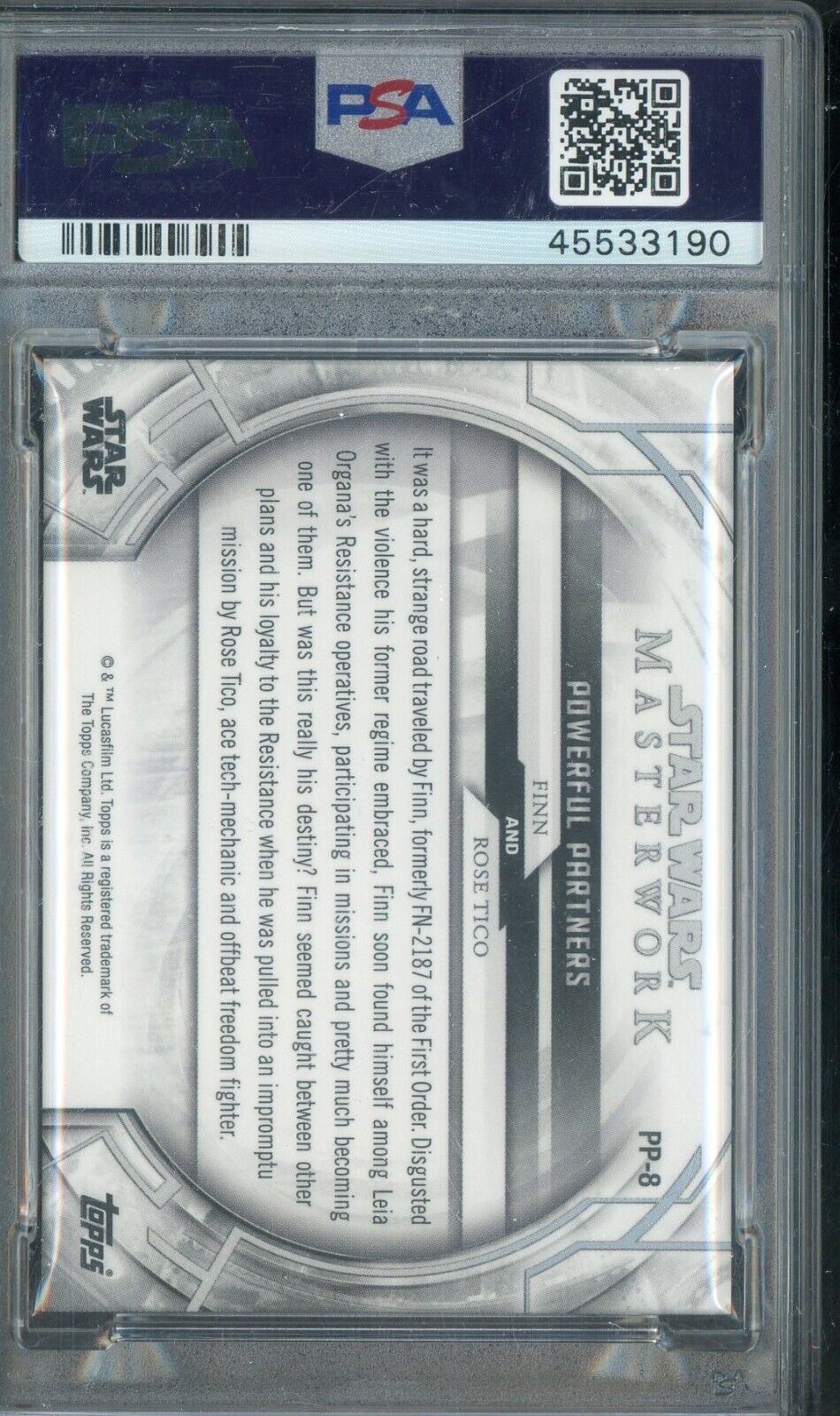 2018 Topps Star Wars Masterwork- Finn/Rose Tico Powerful Partners #PP-8 - PSA 10