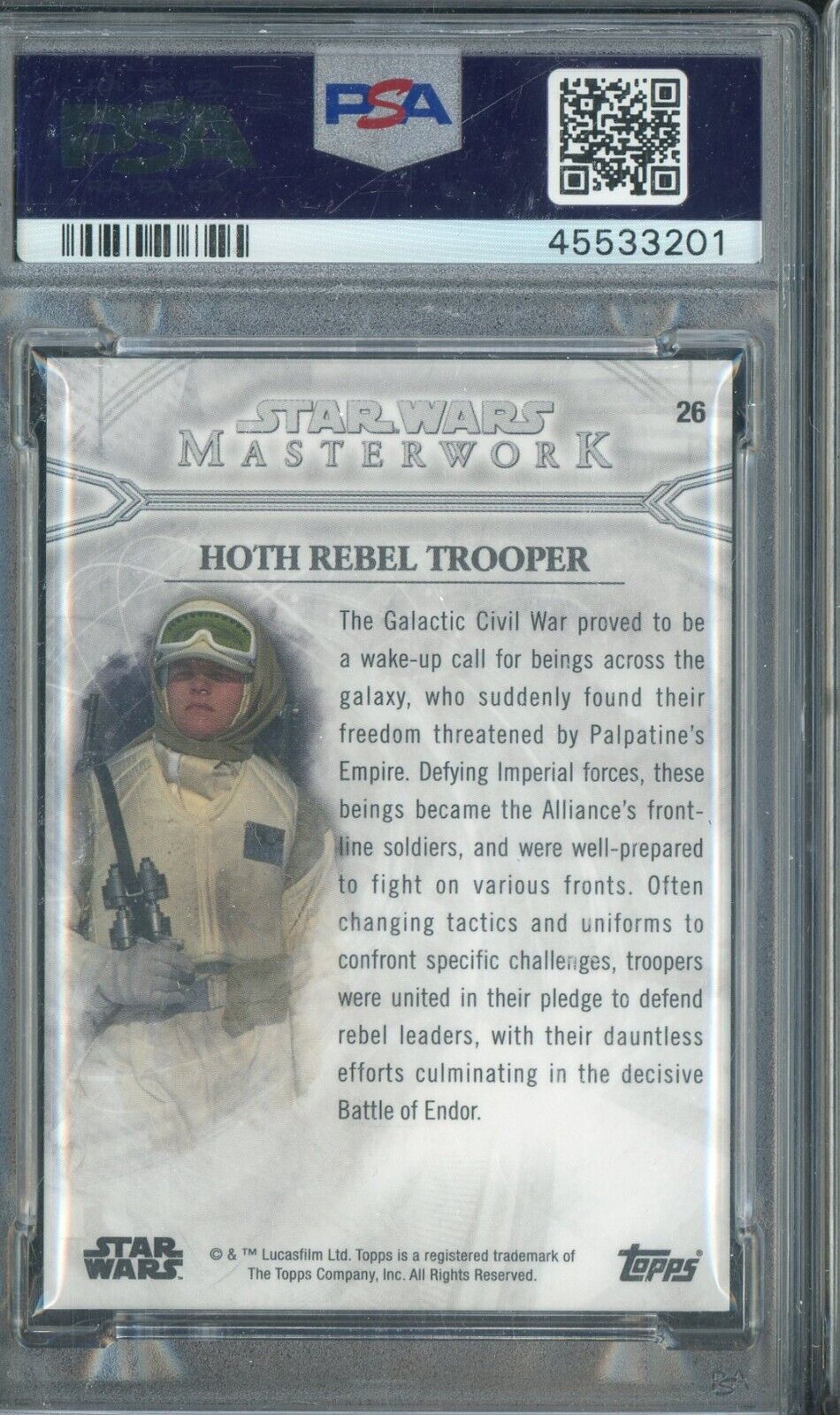 2018 Topps Star Wars Masterwork - Hoth Rebel Trooper #26 - PSA 10