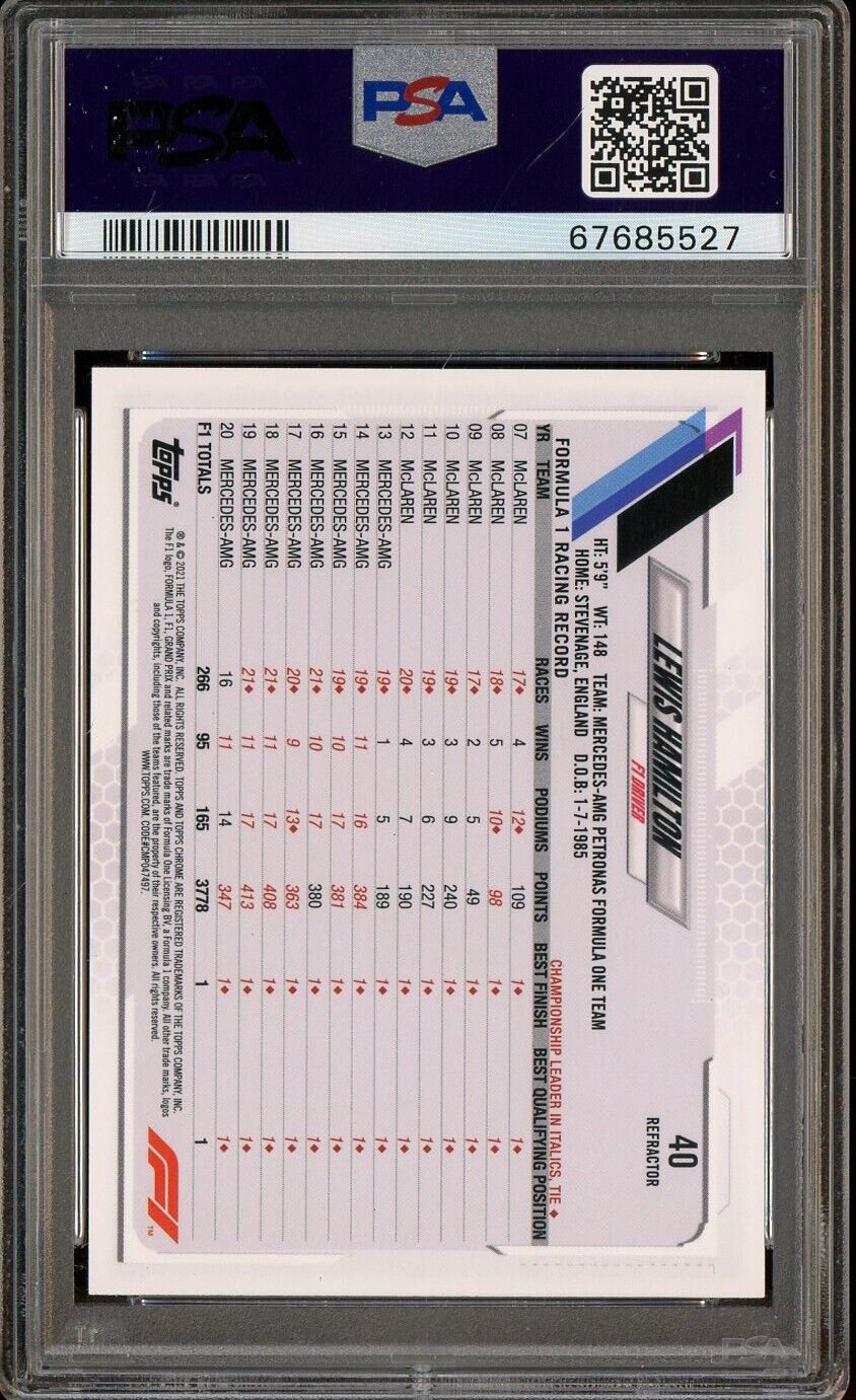 2021 Topps Chrome F1 Refractor #40 Lewis Hamilton PSA 9 MINT