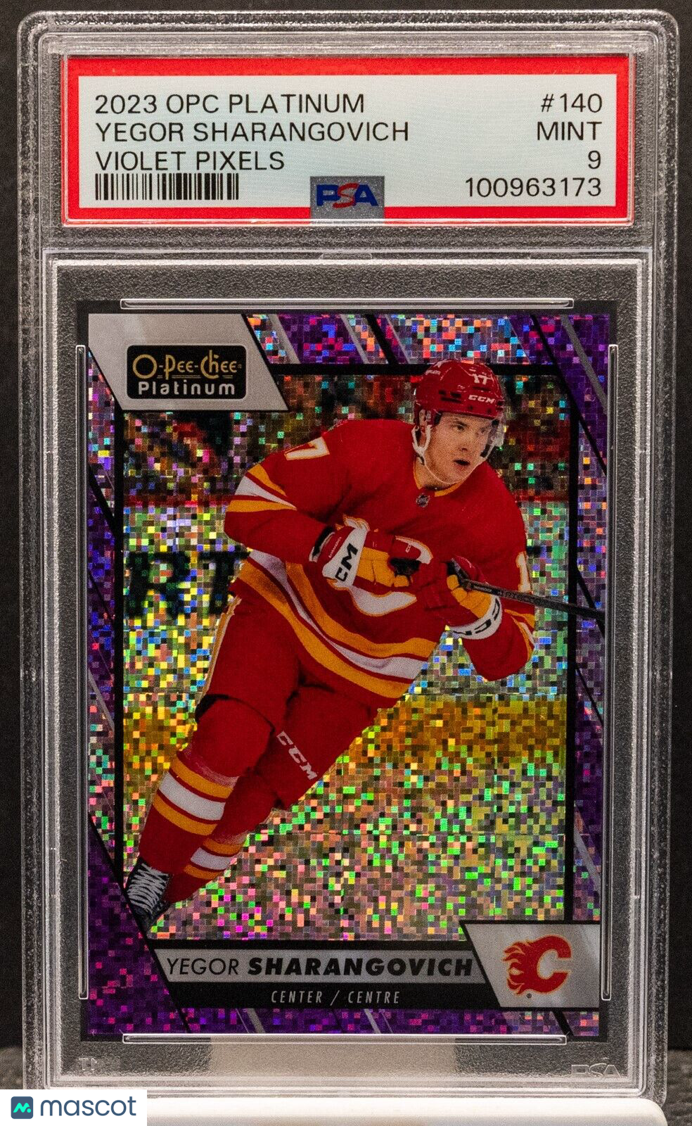 3173 Yegor Sharangovich 2023 OPC Platinum 140 Violet Pixels 140/299 PSA - /299
