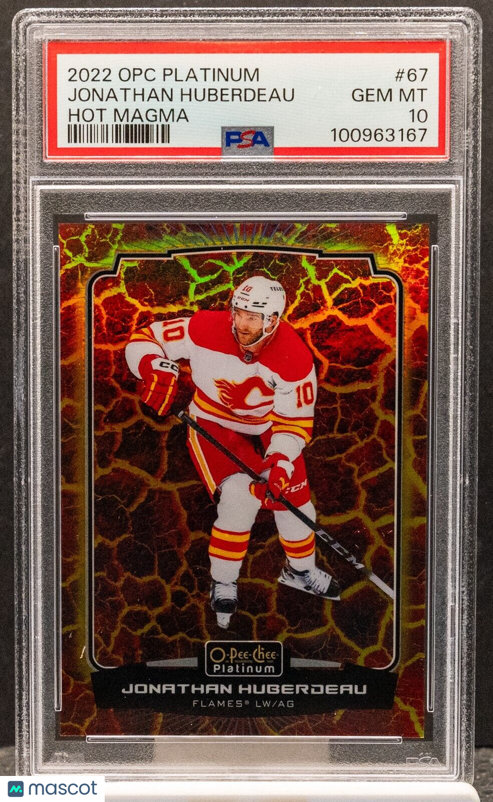100963167 Jonathan Huberdeau 2022 O-Pee-Chee Platinum Hot Magma 189/499 PSA 10