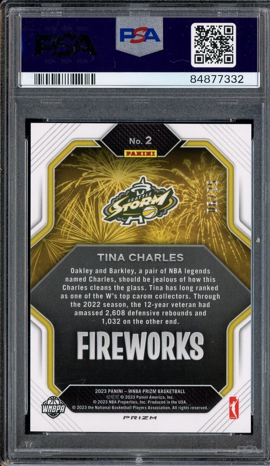 2023 Prizm WNBA - Tina Charles - Prizm Fireworks #2 - Mojo Prizm /25 - PSA 10