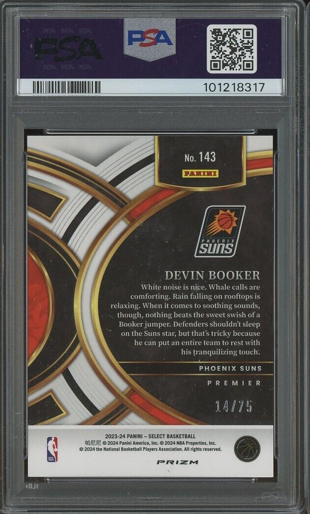 2023 Select White Disco Prizm #143 Devin Booker Suns - /75 PSA 9 - MINT - /75