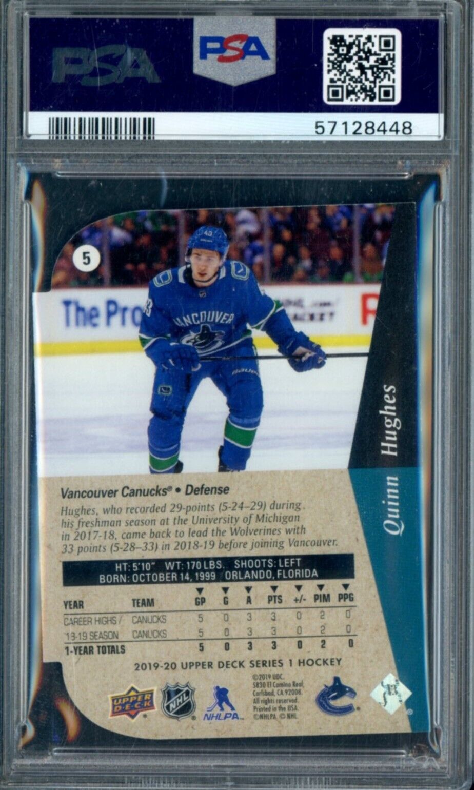 2019 Upper Deck Hockey 1994-95 Tribute Die-Cut #5 Quinn Hughes RC ROOKIE PSA