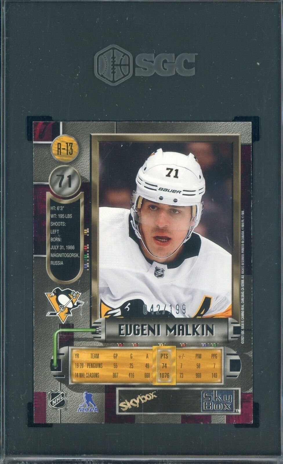 2020-21 Skybox Metal Universe Retro Purple Spectrum Evgeni Malkin /199 - SGC 9