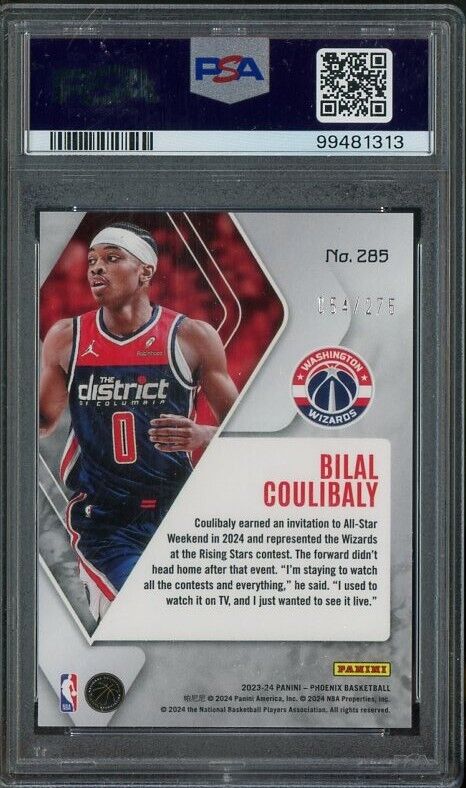 2023 Phoenix Maroon Ice #285 Bilal Coulibaly Wizard RC Rookie /275 PSA 10 - /275