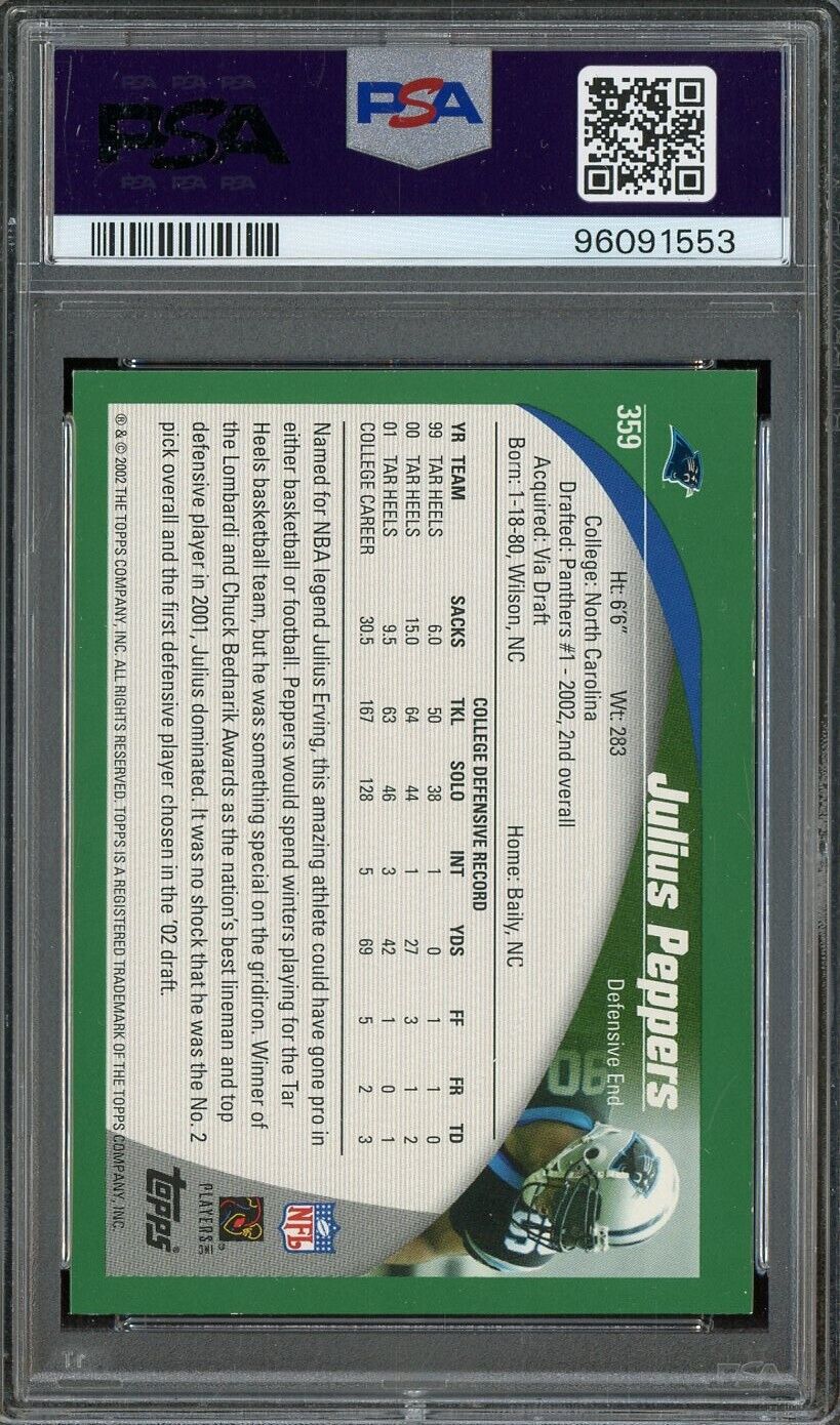 2002 Topps Collection #359 Julius Peppers Panthers RC ROOKIE PSA 8.5 - ROOKIE