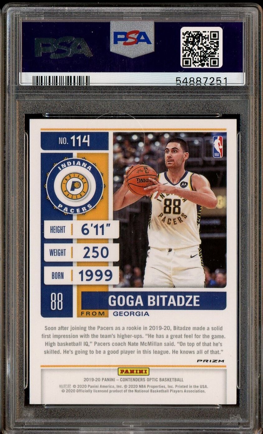 2019 Contenders Optic Variation Red Wave Goga Bitadze Pacers RC ROOKIE PSA