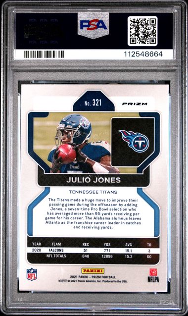 2021 Panini- Julio Jones Titans #321 - POP 1 - Snakeskin Prizm SSP - PSA - POP 1