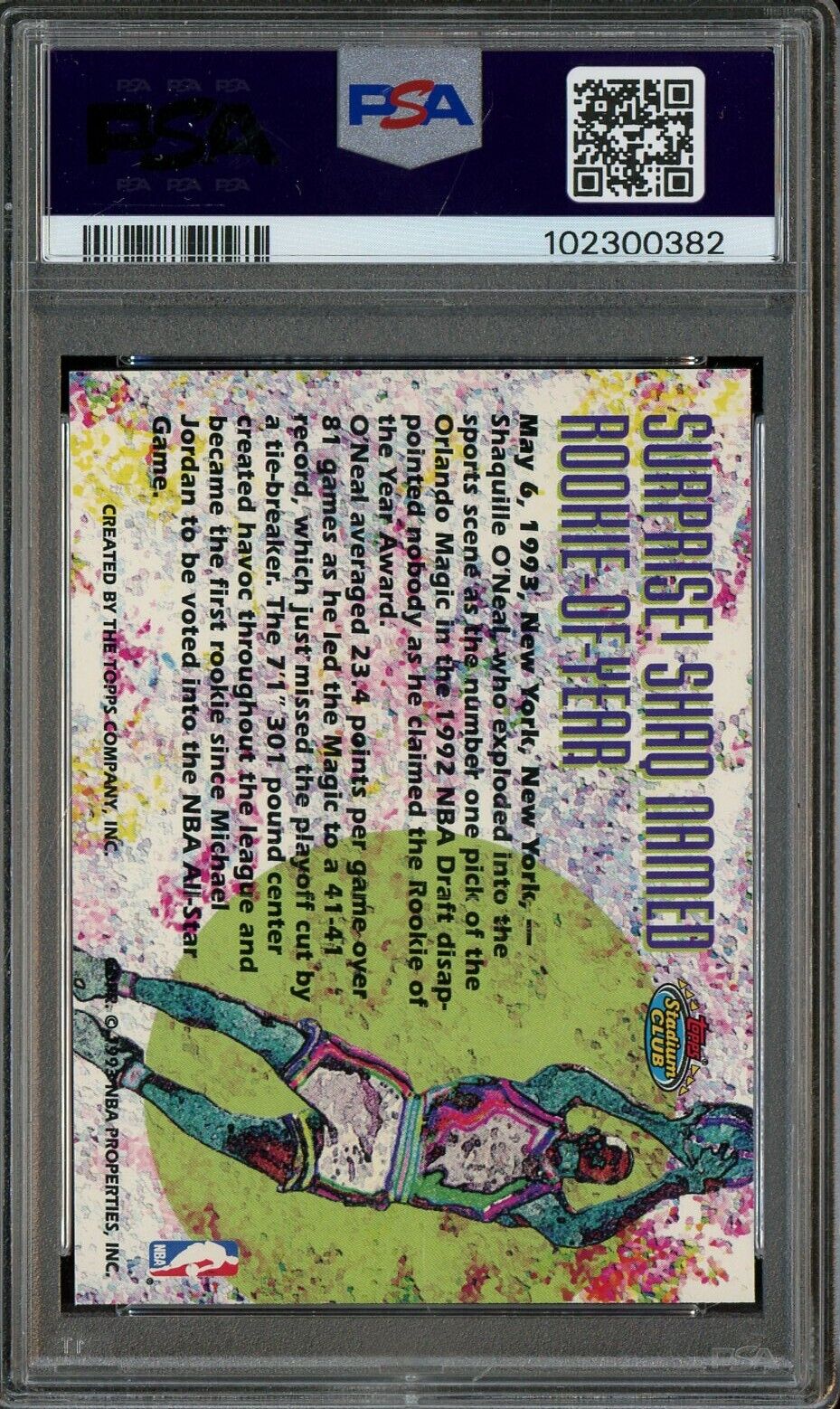 1993 Topps Stadium Club Members Only 59 Shaquille O'Neal PSA 8 Magic - SHAQ