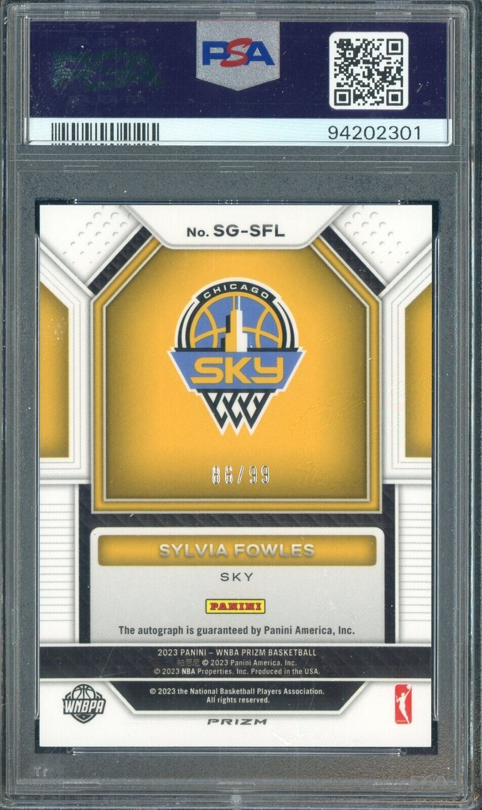 2023 Prizm WNBA Signature Red Sylvia Fowles Sky AUTO - 86/99 PSA 10 -PSA 10 /99