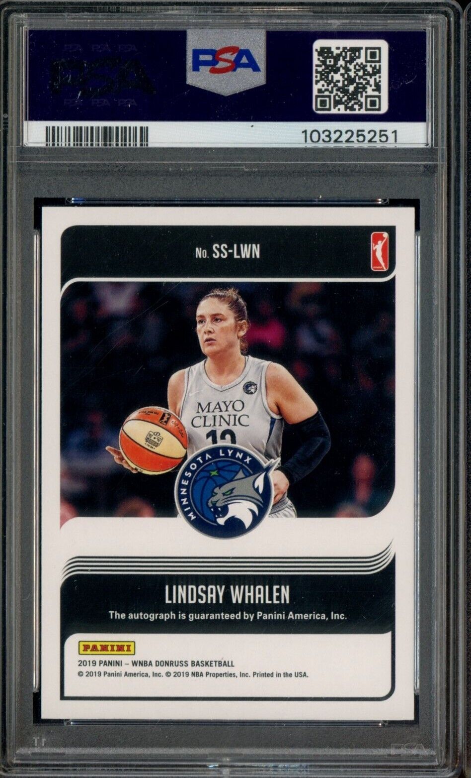 2019 Panini Donruss WNBA LINDSAY WHALEN Signed HOF Signature Series PSA 9