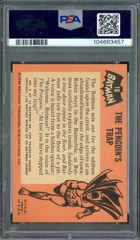 1966 Topps Batman - BLACK BAT - #16 The Penguins Trap PSA 4 VG-EX