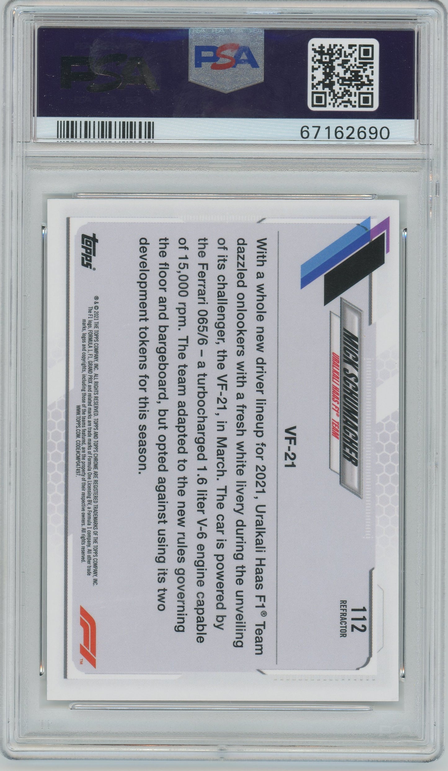 2021 Topps Chrome Formula 1 Mick Schumacher #112 PSA 9