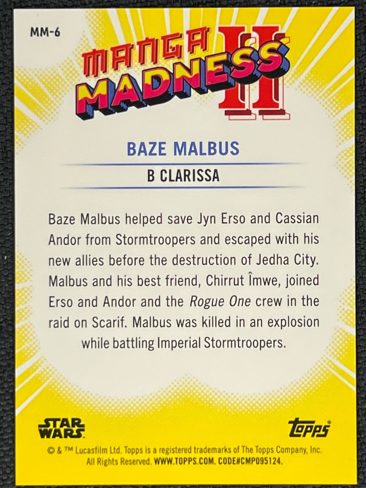 2025 Topps Star Wars Meiyo - Manga Madness II #MM-6 - Baze Malbus MANGA