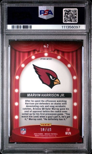 2024 Mosaic - Marvin Harrison Jr - Center Stage Purple /49 - ROOKIE - PSA - /49