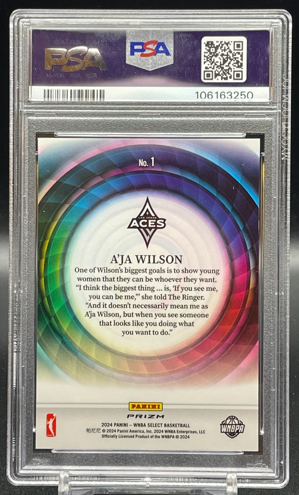 2024 Panini Select WNBA - A’Ja Wilson #1 - Color Wheel - PSA - SSP CASE HIT