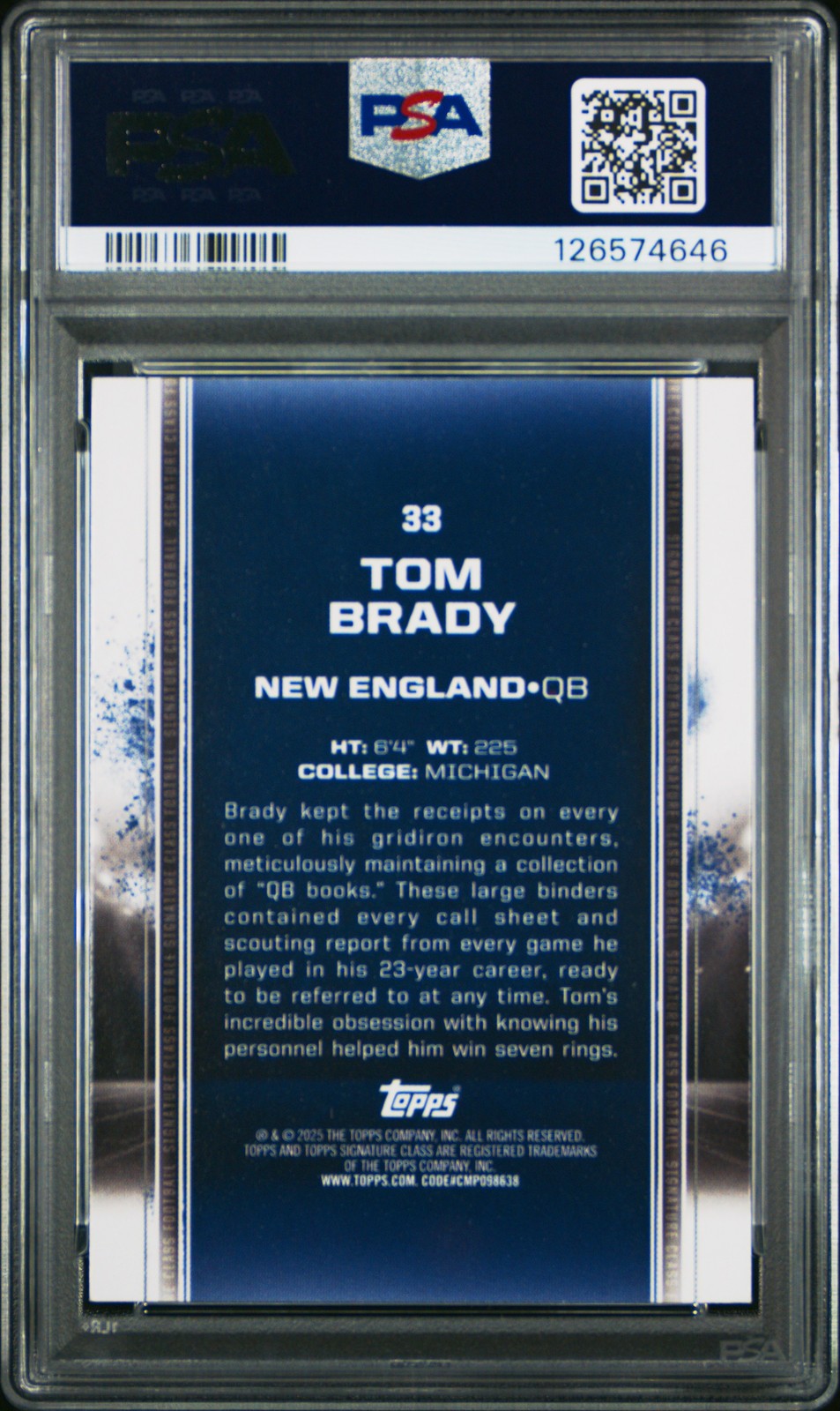 2024 Topps Signature Class NFL - Tom Brady #33 - New England Patriots - PSA