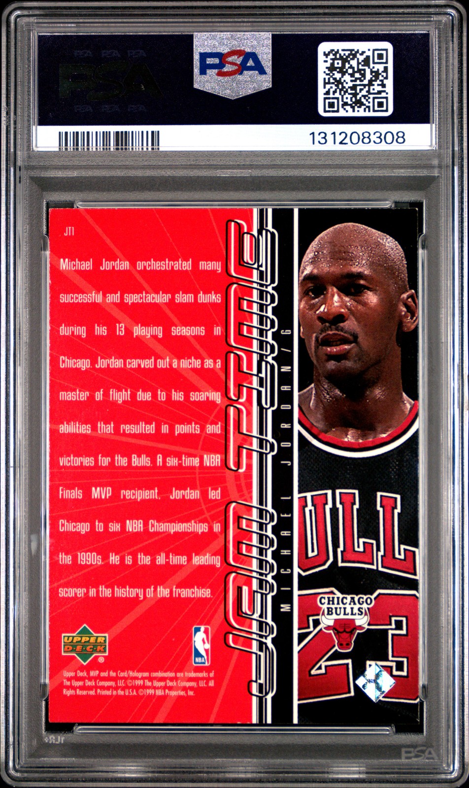 1999 Upper Deck MVP NBA - Michael Jordan #JT1 - Jam Time - PSA 8