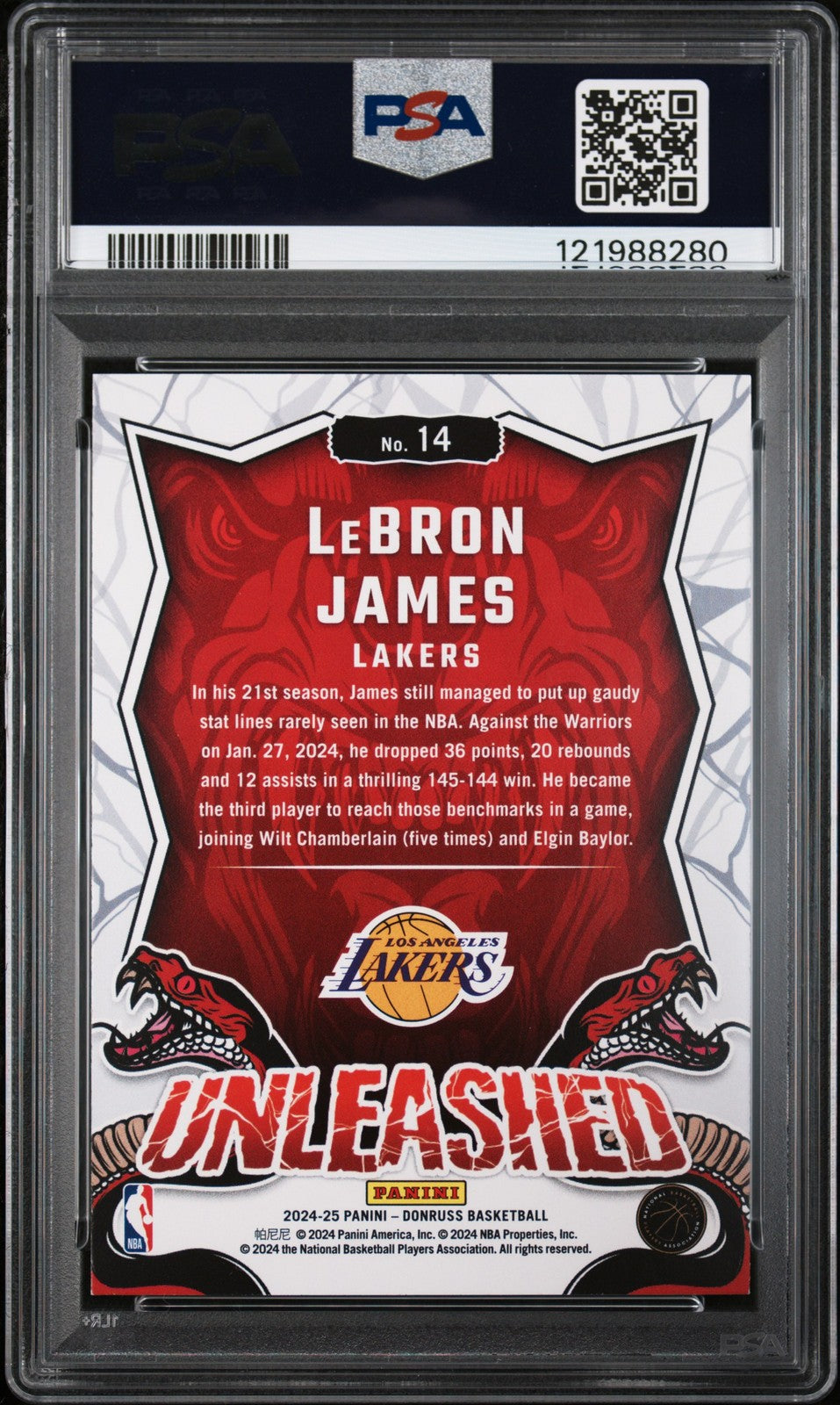 2024 Panini Donruss NBA - LeBRON JAMES #14 - UNLEASHED - PSA