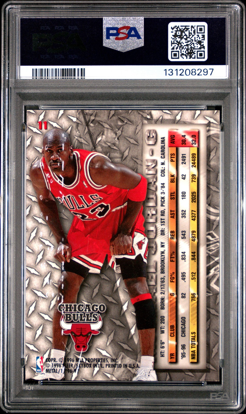 1996 FLEER METAL NBA - Michael Jordan #11 - PSA 7