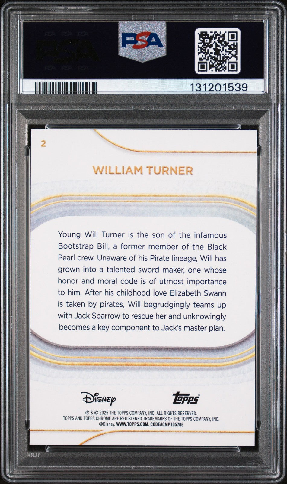 2025 Topps Chrome Disney - WILLIAM TURNER #2 - MINI DIAMONDS - PSA