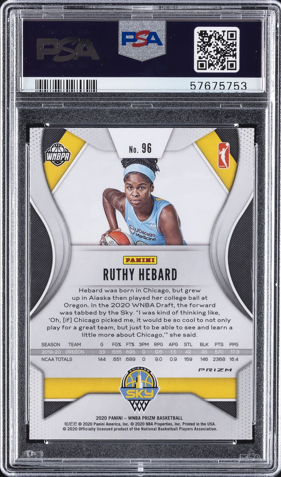 202 Panini Prizm WNBA - RUTHY HEBARD #96 - RUBY WAVE Rookie - PSA 10