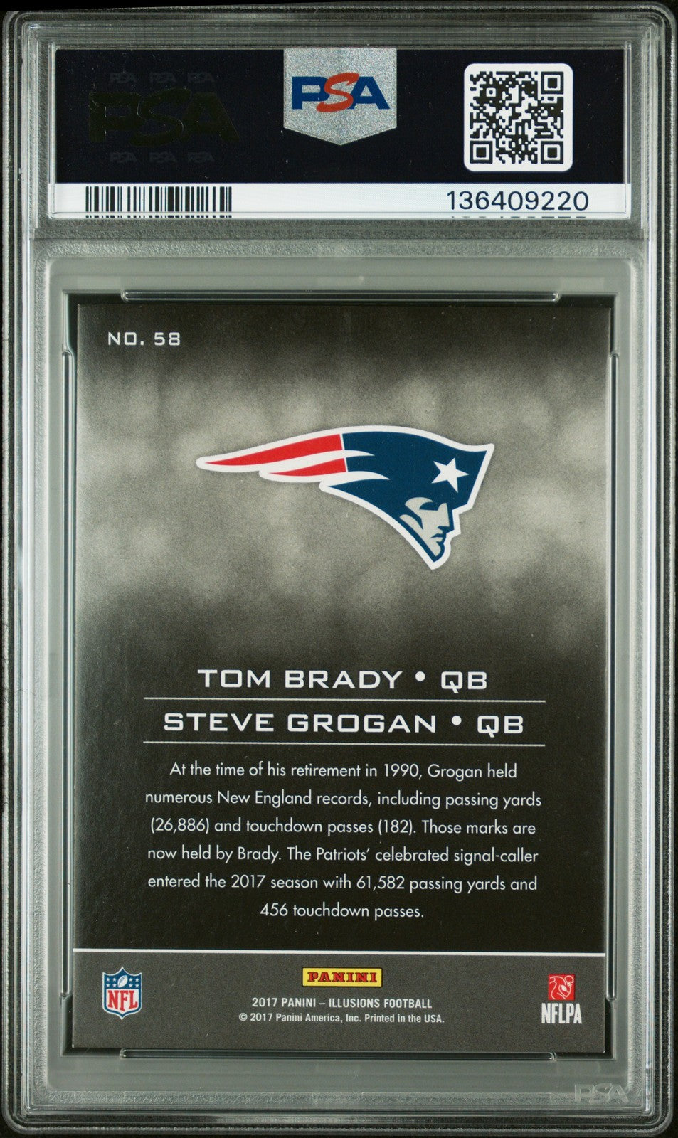 2017 Panini Illusions Football - Tom Brady + Steve Grogan #58 - PSA - Tom Brady